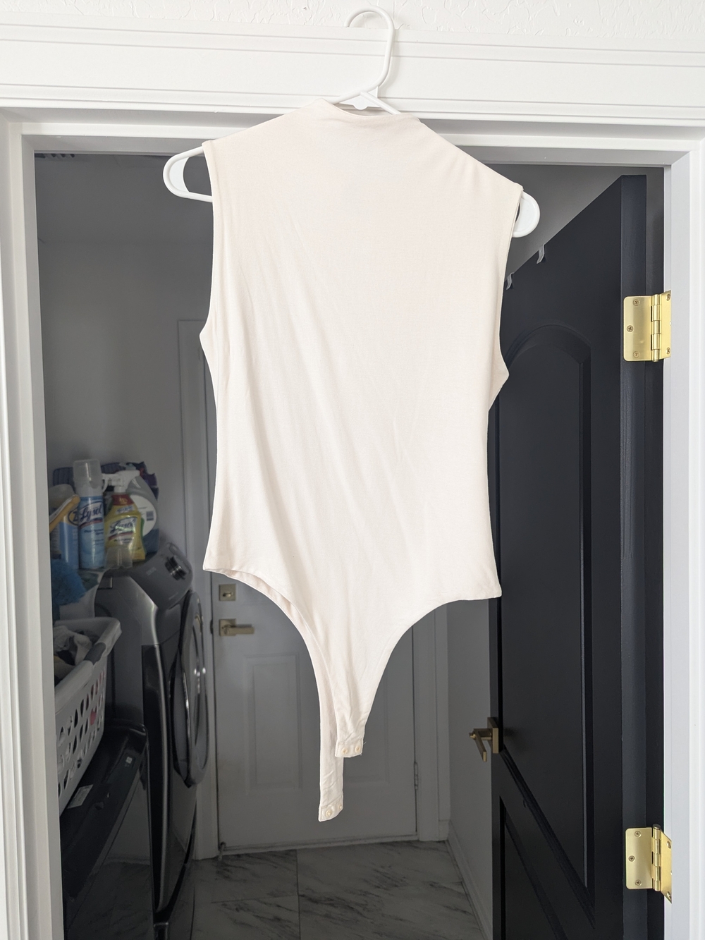 Vici Women's Cream Sleeveless High-Neck One-Piece Bodysuit